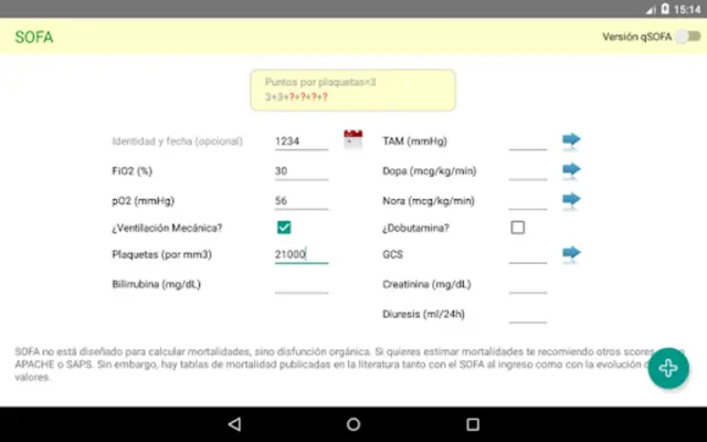 Calculadora SOFA android App screenshot 1